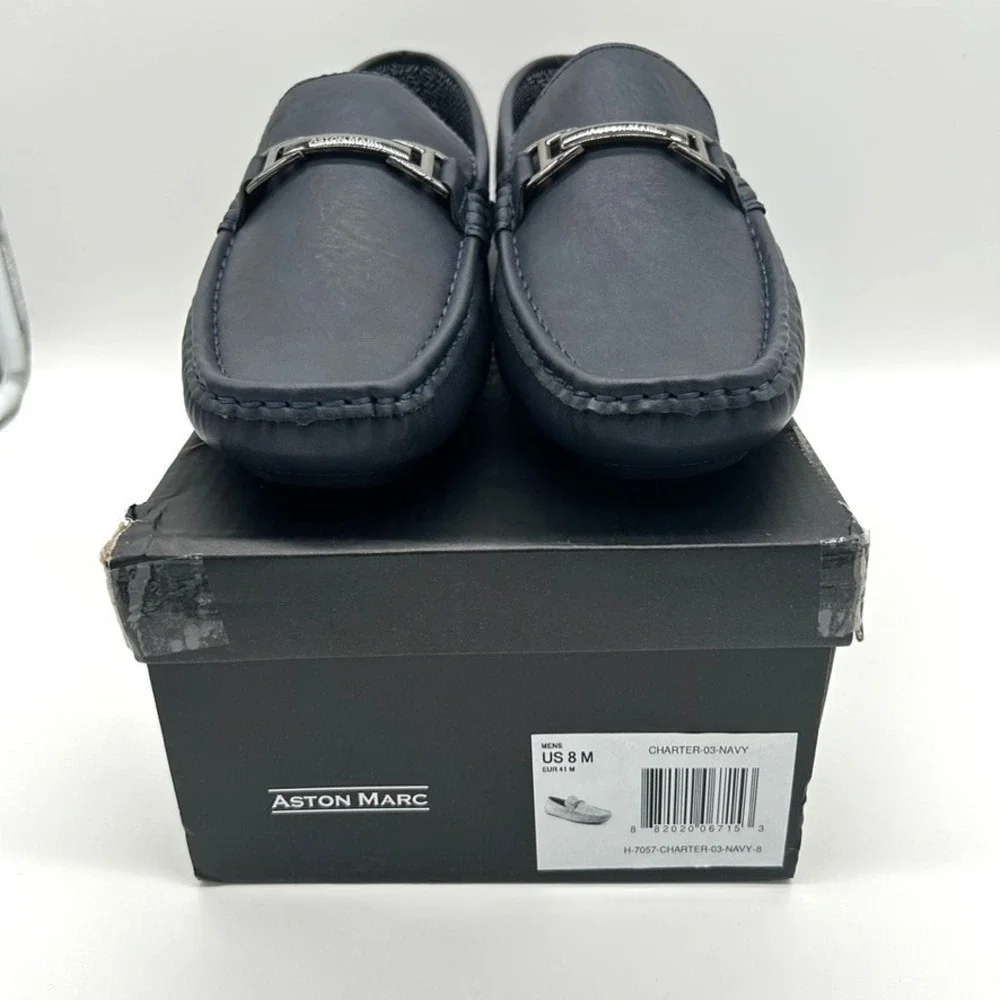 Aston‎ Marc Shoes Men's Size 8M Charter Bit Loafers Navy Open Box